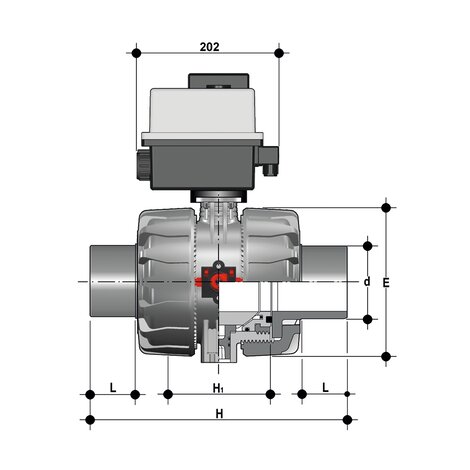 VKDDC/CE 24 V AC/DC - Electrically actuated ball valve DN 65:100