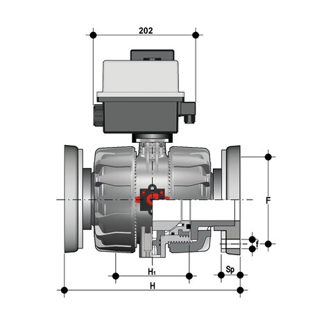 VKDOM - VKDOAM /CE 90-240 V AC - Electrically actuated ball valve DN 65:100