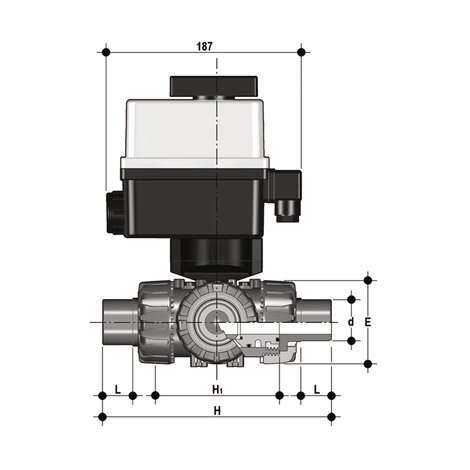 TKDDV/CE 24 V AC/DC - DUAL BLOCK® 3-Wege-Kugelhahn elektrisch betätigt DN 10:50