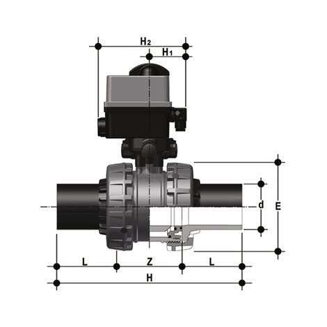 VXEBEV/CE 90-240 V AC - valvola a sfera a 2 vie EASYFIT a comando elettrico DN 65:100