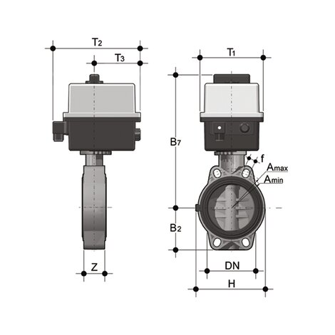 FEOV/CE 90-240V AC - Elektrisch betätigte Absperrklappe DN 40:100