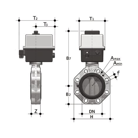 FKOC/CE 24V AC/DC - Elektrisch betätigte Absperrklappe DN 40:100