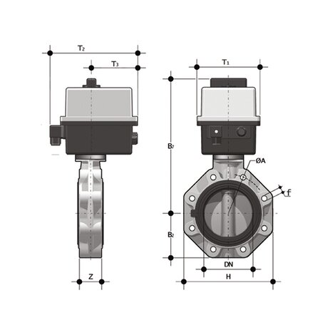 FKOC/CE 24V AC/DC LUG ANSI - Vanne papillon à commande électrique DN 65:100