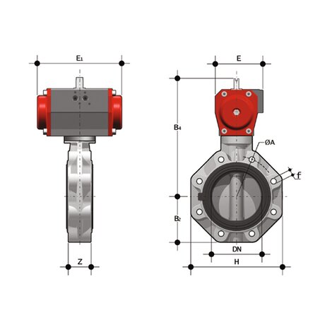 FKOV/CP DA LUG ISO-DIN - Valvola a farfalla a comando pneumatico DN 80:200