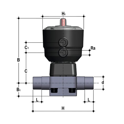 DKDC/CP NC - Vanne à membrane à commande pneumatique PN10 DN 15:65