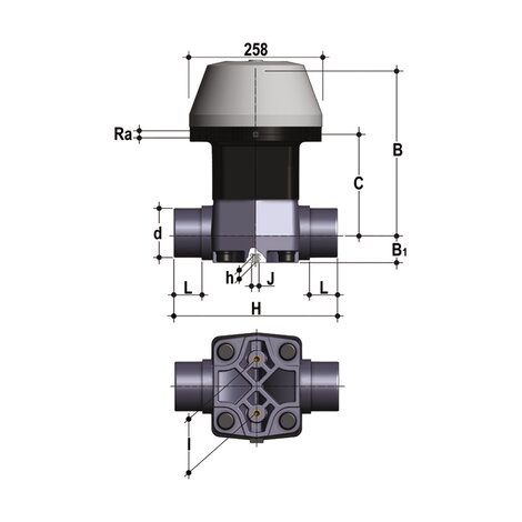 VMDC/CP NC - Pneumatisch betätigtes Membranventil DN 80:100