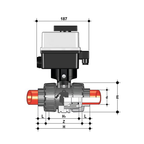 VKRIF/CE 90-240 V AC 4-20 mA - Kugelhahn DN 10:50