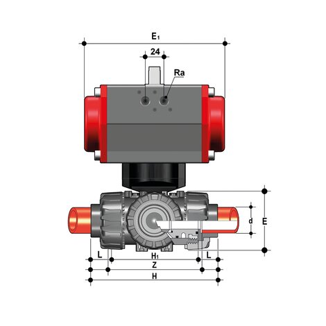 TKDIM/CP DA - Pneumatically actuated ball valve DN 10:50