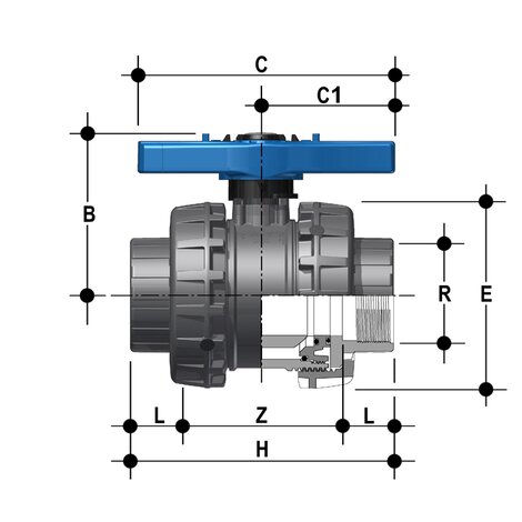 VEEFV - Valvola a sfera a 2 vie Easyfit DN 65:100