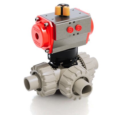 LKDDM/CP DA - Valvola a sfera a 3 vie DUAL BLOCK® a comando pneumatico DN 10:50