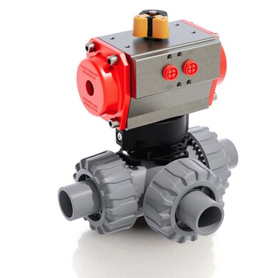 LKDDC/CP SA - Valvola a sfera a 3 vie DUAL BLOCK® a comando pneumatico DN 10:50