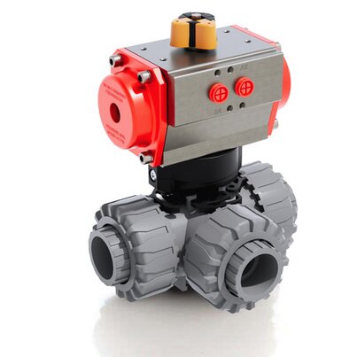 LKDIC/CP SA - Valvola a sfera a 3 vie DUAL BLOCK® a comando pneumatico DN 10:50