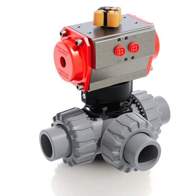 TKDAC/CP DA - Vanne à boisseau sphérique DUAL BLOCK® 3 voies à commande pneumatique DN 10:50