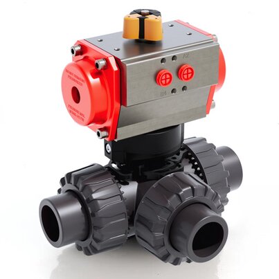 LKDAV/CP SA - Valvola a sfera a 3 vie DUAL BLOCK® a comando pneumatico DN 10:50