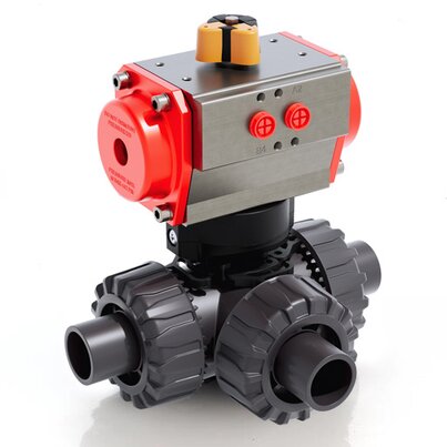 LKDDV/CP SA - Valvola a sfera a 3 vie DUAL BLOCK® a comando pneumatico DN 10:50