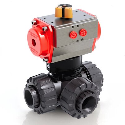 LKDFV/CP DA - Valvola a sfera a 3 vie DUAL BLOCK® a comando pneumatico DN 10:50