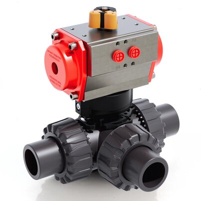 LKDJV/CP SA - Valvola a sfera a 3 vie DUAL BLOCK® a comando pneumatico DN 10:50