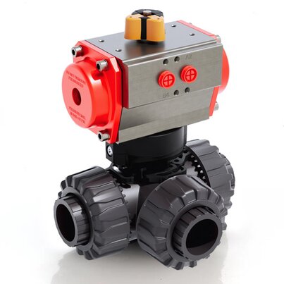 LKDLV/CP DA - Valvola a sfera a 3 vie DUAL BLOCK® a comando pneumatico DN 10:50