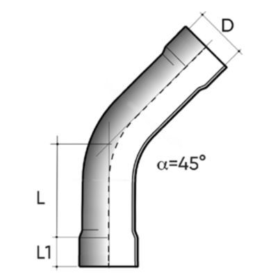 Curva termoformata R=1,5D 45° F/F PN10