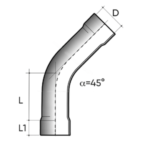 Curva termoformata R=1,5D 45° F/F PN10