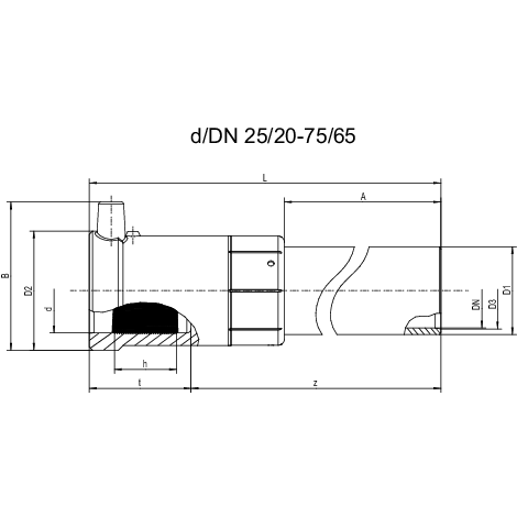 Pezzo di transizione tronchetto PE-HD / tubo d'acciaio