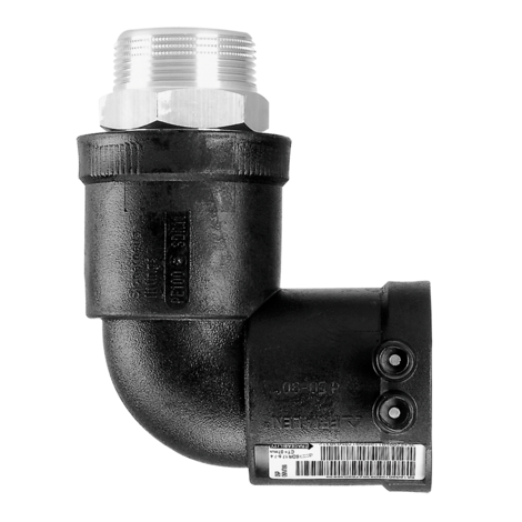 Angolo di transizione PE-HD/ottone a 90° con filettatura esterna