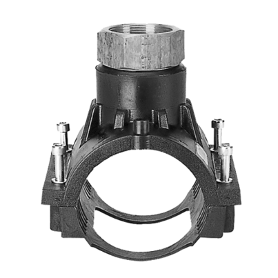 <P>Armature de vanne avec transition PE-HD/fonte rouge</P>