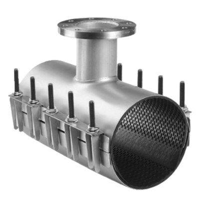 <P>Morsetto di riparazione in acciaio inox con uscita a flangia</P>