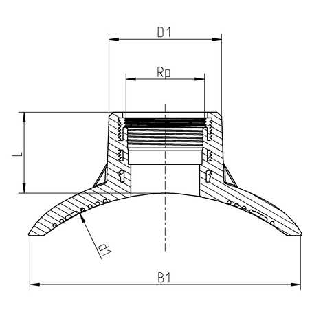 Sella con filettatura interna Caricamento dall'alto per transizione PE-HD/metallo