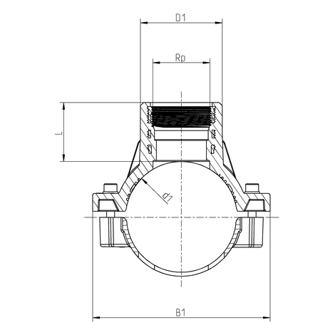 Sella con filettatura interna per transizione PE-HD/metallo